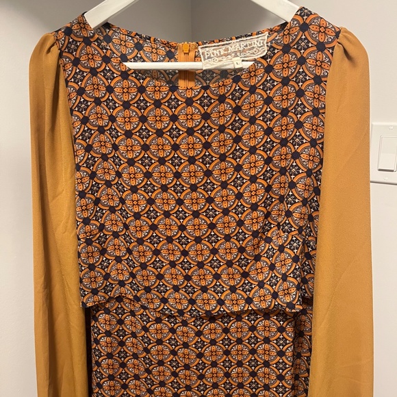 Unique Pink Martini Long Sleeve Pattern Dress- Large - Picture 2 of 7